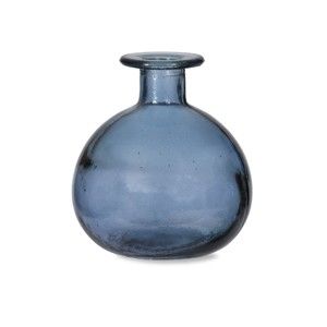 Niebieksi wazon okrągły ze szkła z recyklingu Garden Trading Blue, ø 11 cm