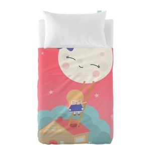 Komplet prześcieradła i poszewki na poduszkę z czystej bawełny Happynois Moon Dream, 100x130 cm