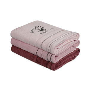 Zestaw 3 różowych ręczników, 140x70 cm