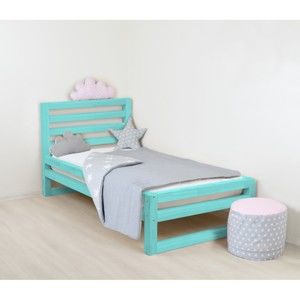 Dziecięce turkusowe drewniane łóżko 1-osobowe Benlemi DeLuxe, 160x90 cm