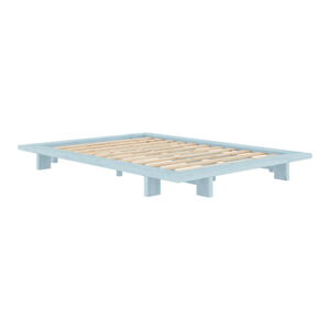 Jasnoniebieskie łóżko dwuosobowe z litego drewna sosnowego ze stelażem 140x200 cm Japan – Karup Design