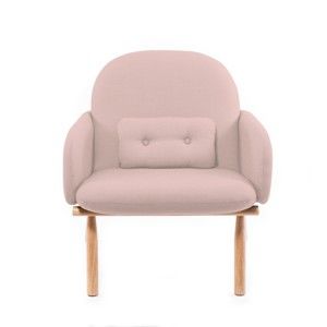 Różowy fotel z nogami z drewna dębowego HARTÔ Georges