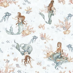 Tapeta dla dzieci 100x280 cm Mermaids in Waves - Dekornik