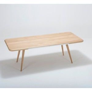 Stół z konstrukcją z litego drewna dębowego z szufladą Gazzda Ena, 220x100 cm