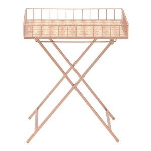 Metalowy stolik z drewnianym blatem InArt Noble, wys. 50 cm