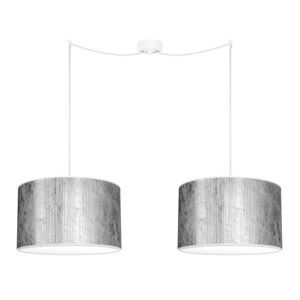 Podwójna lampa wisząca w kolorze srebra z białym kablem Bulb Attack Tres