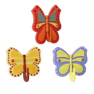 Zestaw 3 kolorowych samoprzylepnych haczyków Metaltex Butterfly