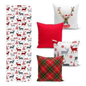 Zestaw 4 świątecznych poszewek na poduszki i bieżnika Minimalist Cushion Covers Christmas Ornaments