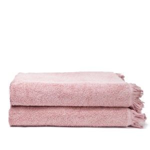 Komplet 2 różowych bawełnianych ręczników kąpielowych z bawełny Casa Di Bassi Bath, 100x160 cm