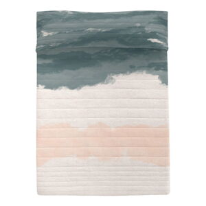 Różowa/szara bawełniana narzuta pikowana 180x260 cm Seaside – Blanc