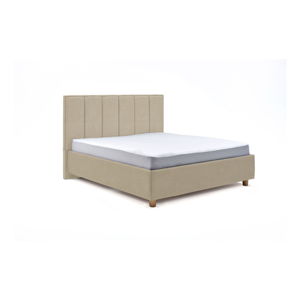 Beżowe dwuosobowe łóżko ze schowkiem DlaSpania Wega, 180x200 cm