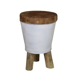 Stołek z siedziskiem z drewna tekowego HSM collection Bucket, wys. 30 cm