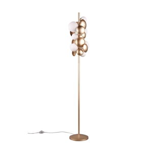 Lampa stojąca w biało-złotym kolorze ze szklanym kloszem (wys. 155 cm) Bubble – Trio Select