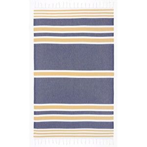 Niebiesko-beżowy ręcznik hammam Begonville Samsara, 180x100 cm