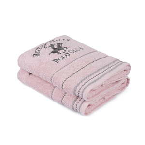 Zestaw 2 różowych ręczników do rąk, 90x50 cm