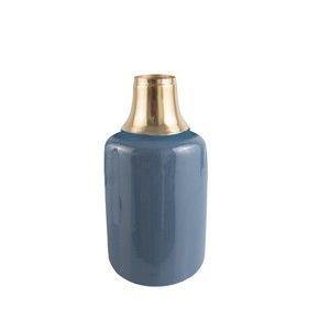 Niebieski wazon z detalem w złotej barwie PT LIVING Shine, wys. 28 cm