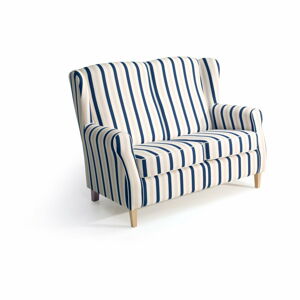 Niebiesko-biała sofa w paski Max Winzer Lorris, 139 cm