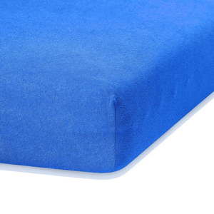 Niebieskie prześcieradło elastyczne z dużym dodatkiem bawełny AmeliaHome Ruby, 200x100-120 cm