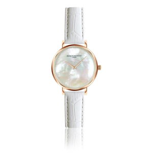 Zegarek damski z białym skórzanym paskiem Annie Rosewood Princess Croc
