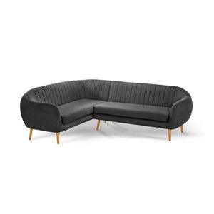 Antracytowa 3-osobowa lewostronna sofa narożna Scandi by Stella Cadente Maison