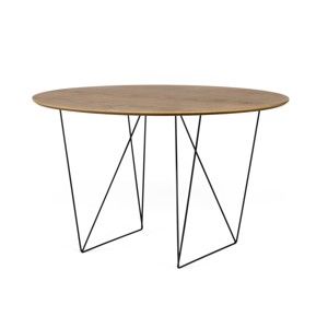 Stół w kolorze orzecha z czarnymi nogami TemaHome Row, Ø120 cm