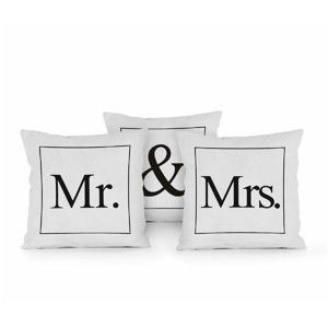 Zestaw 3 poduszek Really Nice Things Mr & Mrs, 45x45 cm