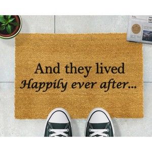 Wycieraczka z naturalnego włókna kokosowego Artsy Doormats Happily Ever After, 40x60 cm