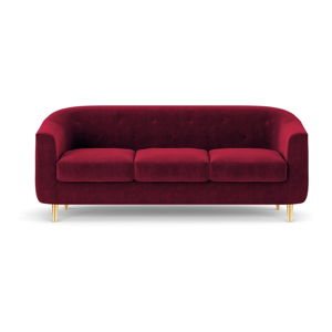 Czerwona aksamitna sofa Kooko Home Corde, 175 cm