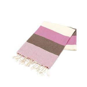 Różowo-brązowy ręcznik Hammam Amerikan, 100x180 cm