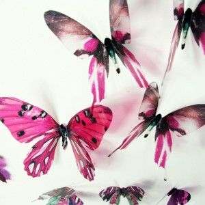Zestaw 18 różowych adhezyjnych naklejek 3D Ambiance Butterflies