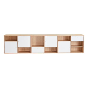 Biało-naturalna niska komoda w dekorze dębu 267x61 cm Mistral – Hammel Furniture