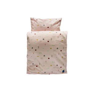 Zestaw różowej dziecięcej poszwy na kołdrę i poduszki z bawełny organicznej OYOY Happy Summer, 200x140 cm