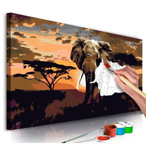 Zestaw płótna, farb i pędzli DIY Artgeist Elephant Africa, 80x40 cm