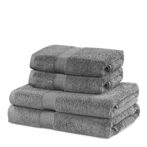 Szare bawełniane ręczniki zestaw 4 szt. frotte Marina – DecoKing