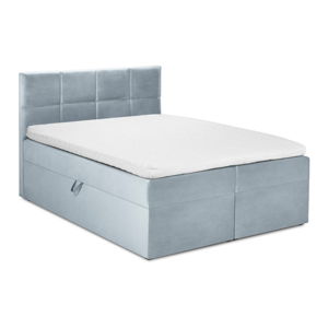 Jasnoniebieskie aksamitne łóżko 2-osobowe Mazzini Beds Mimicry, 180x200 cm