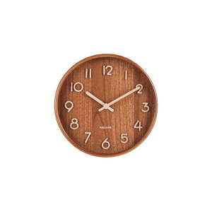 Brązowy zegar ścienny z drewna lipy Karlsson Pure Small, ø 22 cm