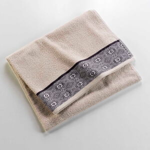 Beżowy bawełniany ręcznik kąpielowy frotte 90x150 cm Esteban – douceur d'intérieur