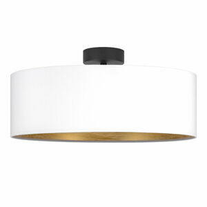 Biała lampa sufitowa z detalem w złotym kolorze Bulb Attack Tres XL, ⌀ 45 cm