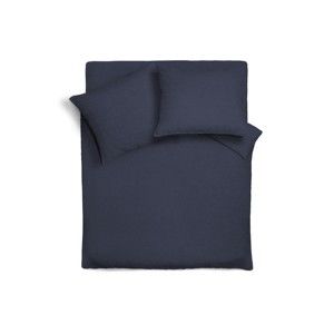 Ciemnoniebieska lniana narzuta na łóżko z poszewkami na poduszkę Maison Carezza Lilly, 220x240 cm