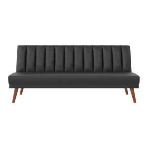 Czarna rozkładana sofa z imitacji skóry 173 cm Brittany – Novogratz