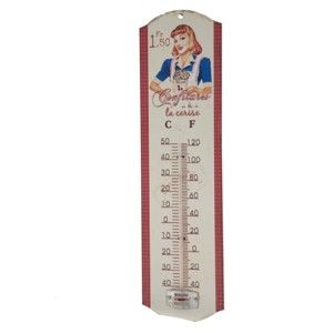 Czerwono-biały termometr Antic Line Confiture