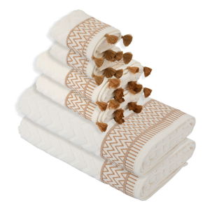 Komplet 6 biało-brązowych ręczników Bella Maison Karma