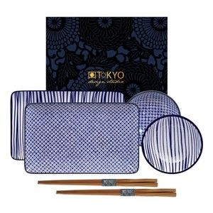 Niebiesko-biały komplet naczyń do sushi Tokyo Design Studio Nippon