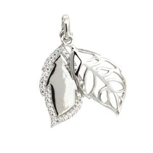 Srebrny wisiorek z białymi kryształami Swarovski Elements Crystals Leaf