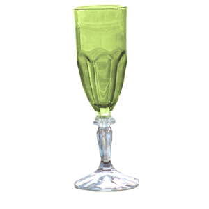 Zestaw 6 zielonych kieliszków do szampana z tworzywa sztucznego Sunvibes Happy, 120 ml