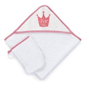 Zestaw ręcznika kąpielowego z kapturem i rękawicy kąpielowej Tanuki Princess, 75x75 cm