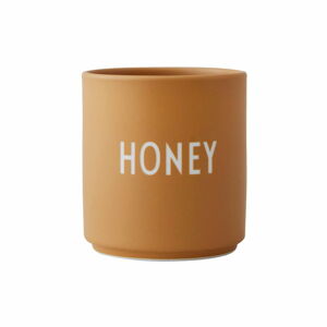 Musztardowy porcelanowy kubek Design Letters Favourite Honey