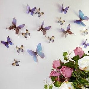 Zestaw 18 niebieskich elektrostatycznych naklejek 3D Ambiance Butterflies