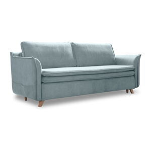 Jasnoniebieska aksamitna rozkładana sofa 225 cm – Miuform