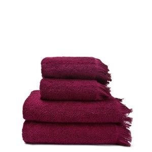 Zestaw 4 czerwonych ręczników z czystej bawełny Casa Di Bassi